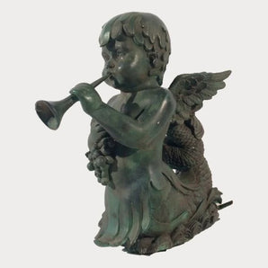 Bronze MerBoy with Horn Sculpture